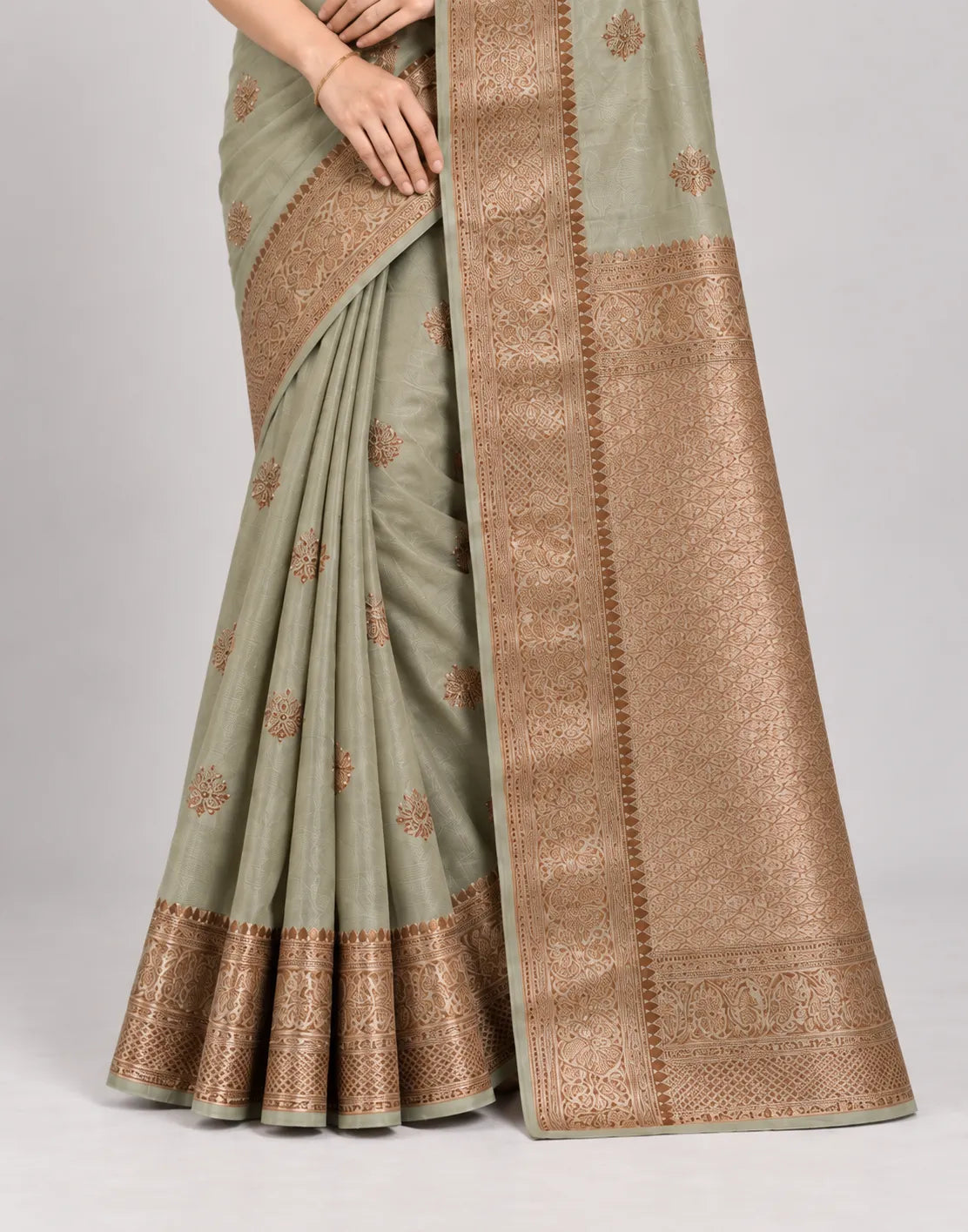 Pista-Copper Banarsi Silk Saree