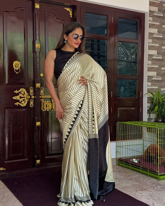 FM-Elegance Black Silk Saree