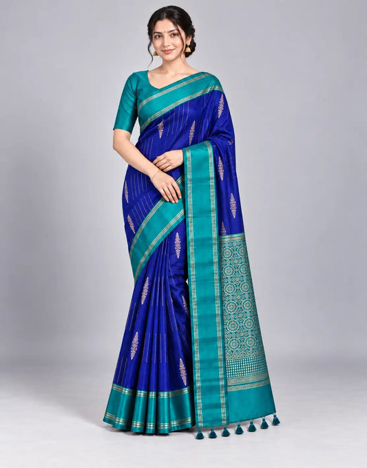 Blue-Ice Kanjivaram Silk Saree