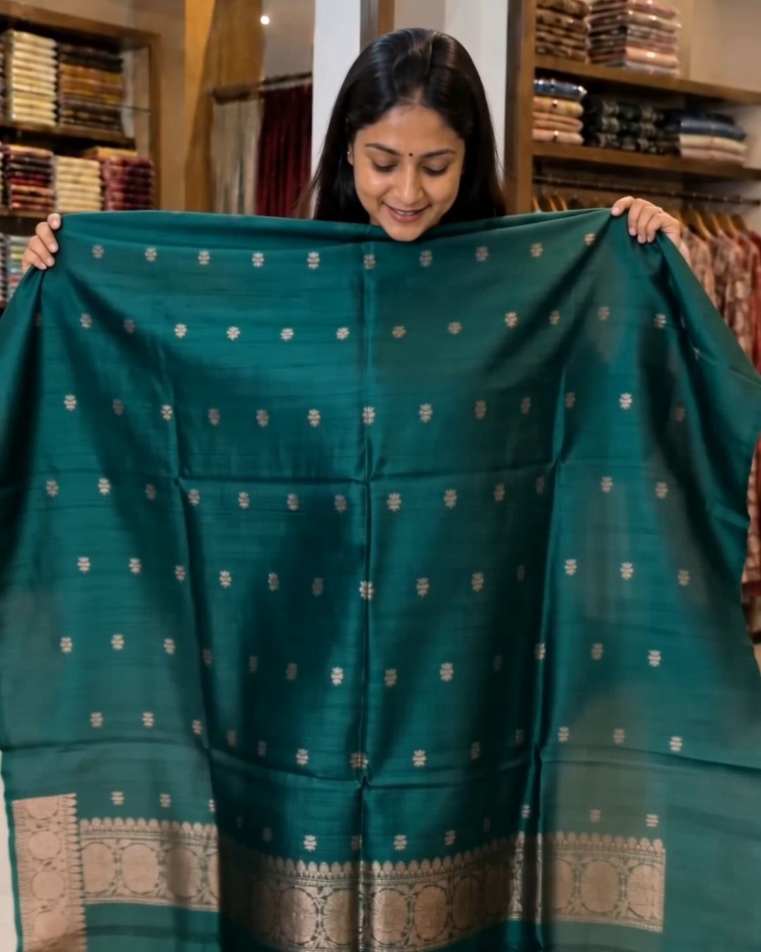 Dark Green Cotton Zari Suit