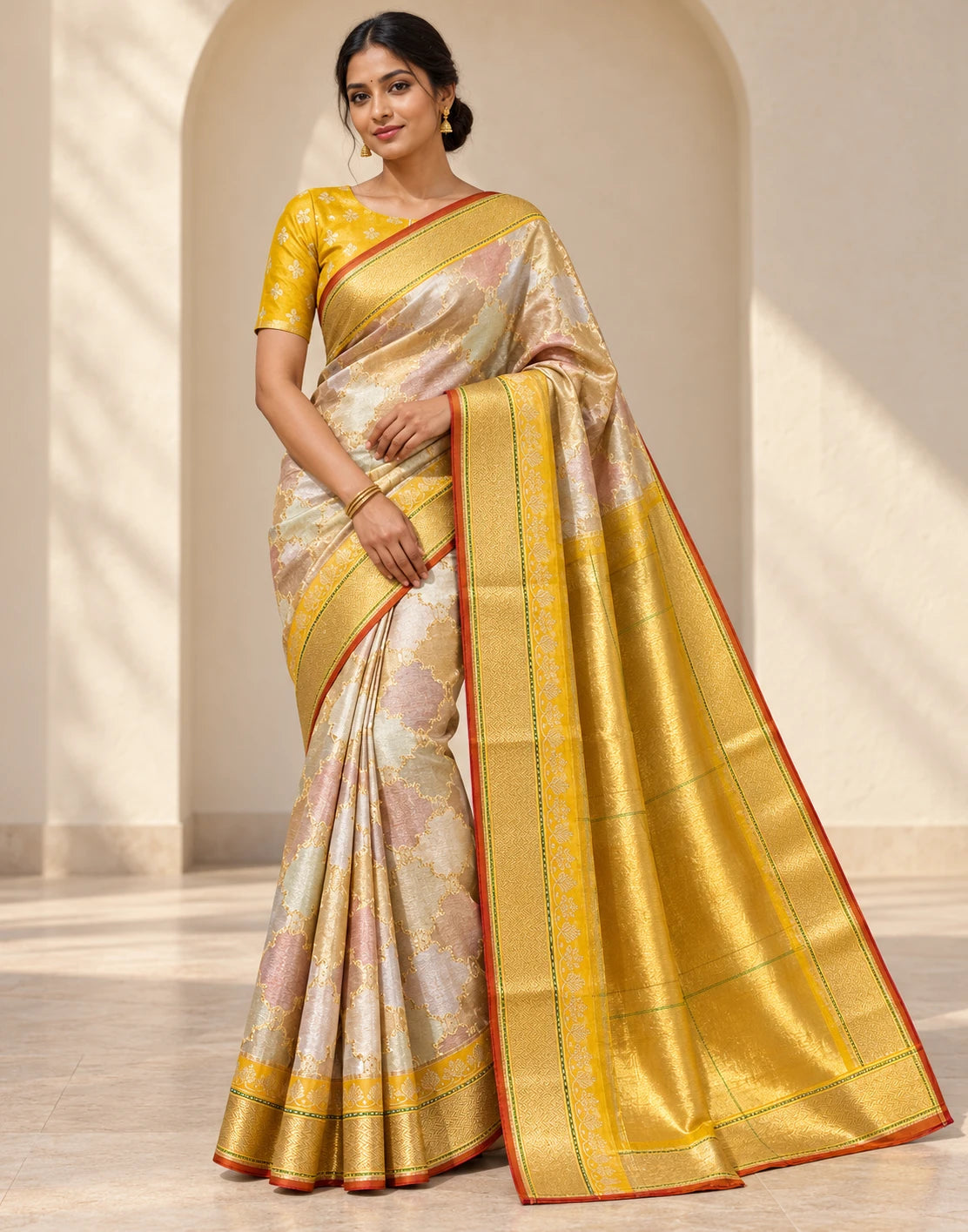 Golden Sunshine Tussar Silk Saree