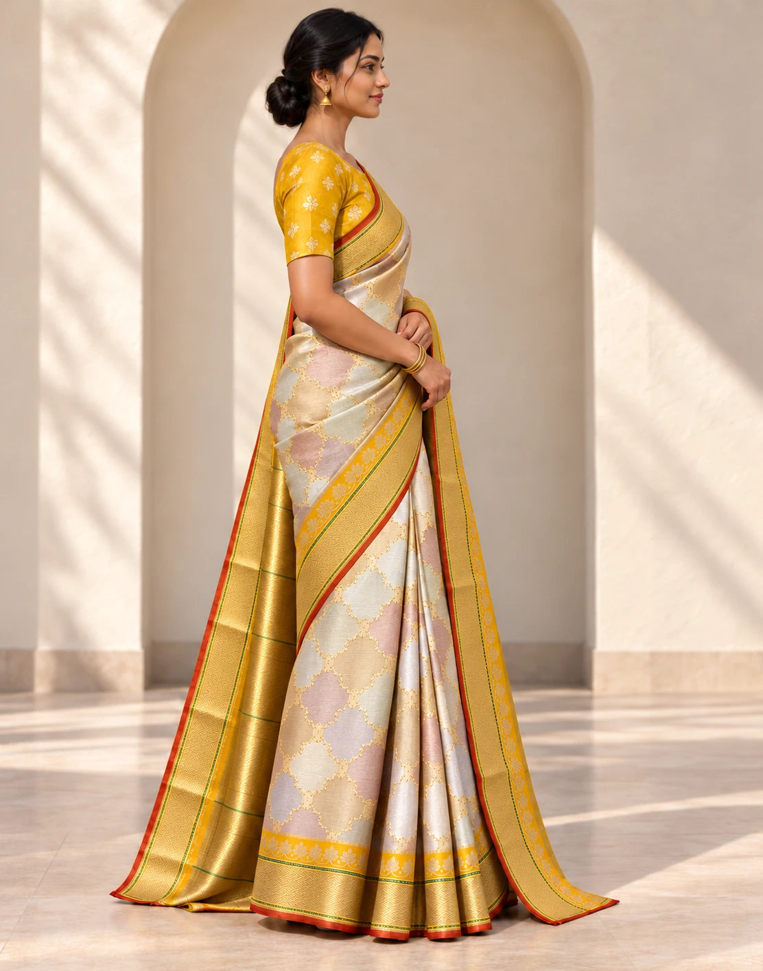 Golden Sunshine Tussar Silk Saree