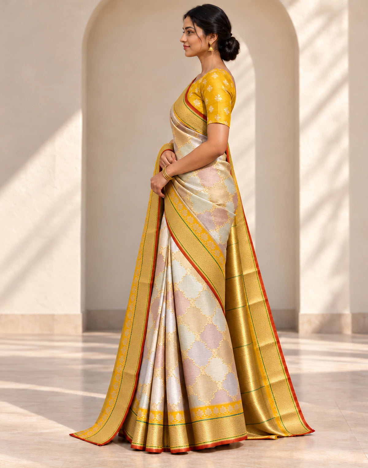 Golden Sunshine Tussar Silk Saree