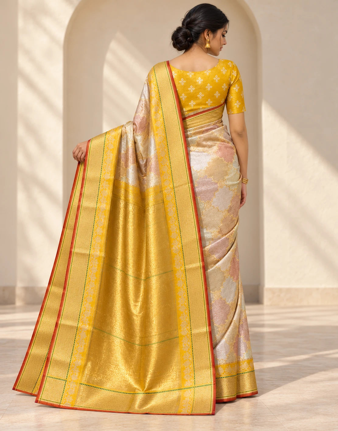 Golden Sunshine Tussar Silk Saree
