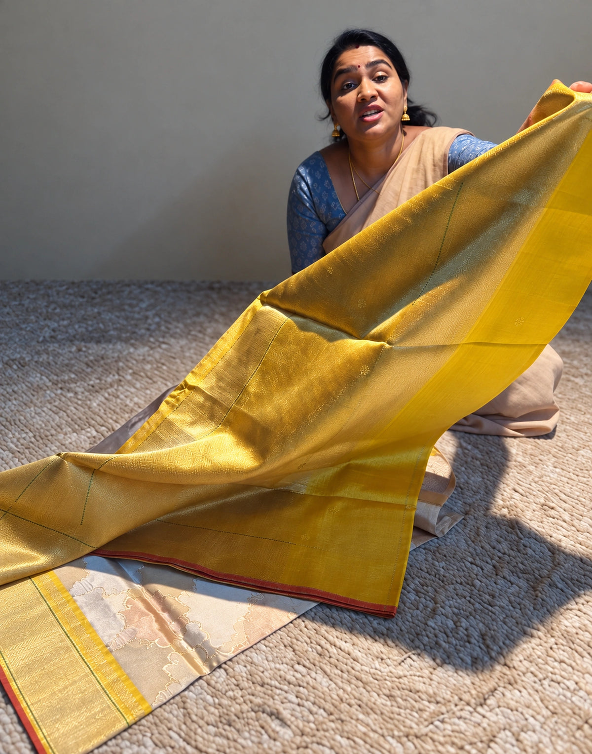 Golden Pastel Multi Tissue Saree