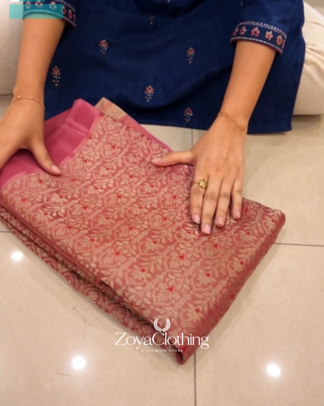 Onion Pink Weave Zari Suit Set