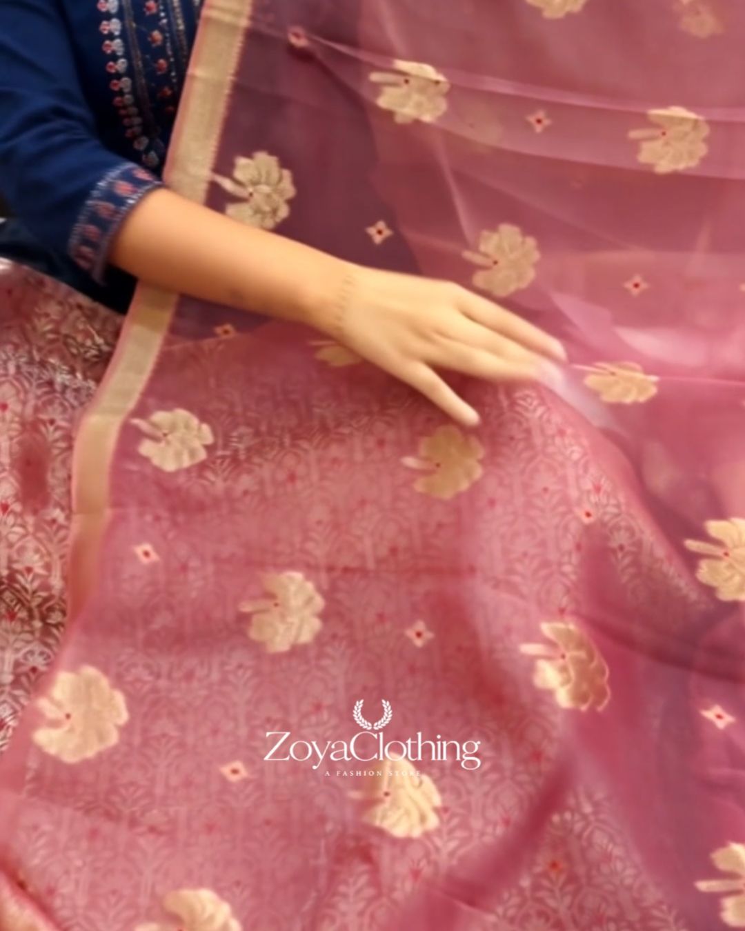 Onion Pink Weave Zari Suit Set