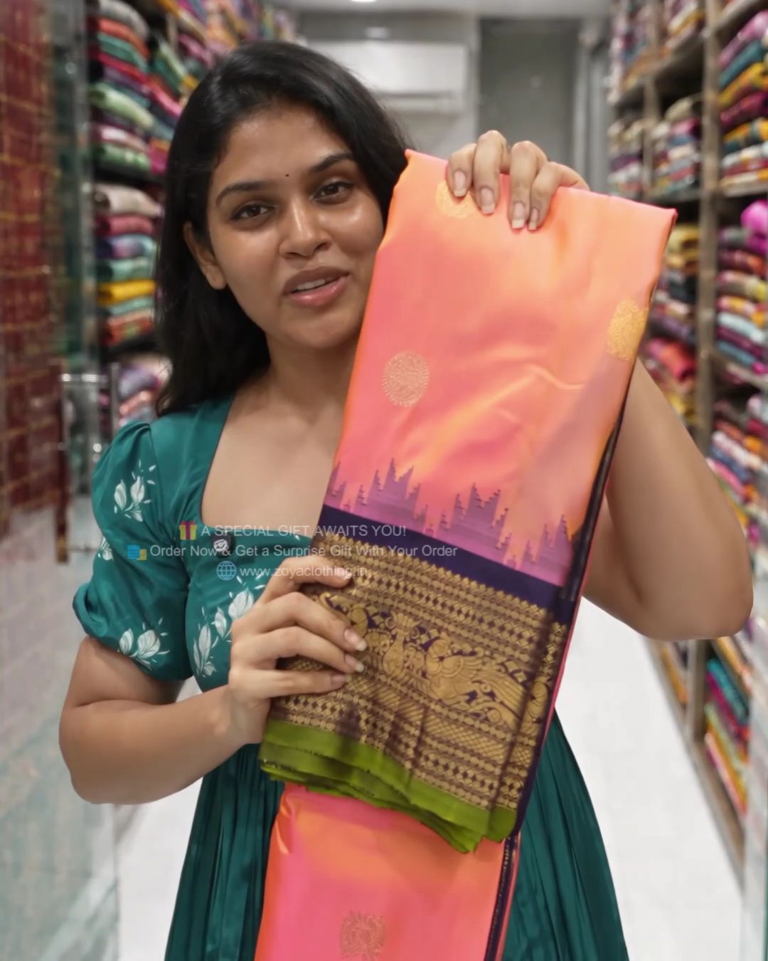 Peach Silk Saree