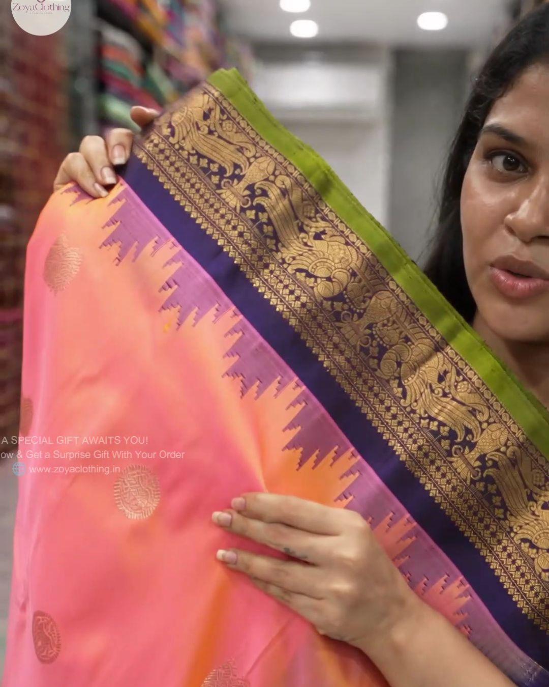 Peach Silk Saree