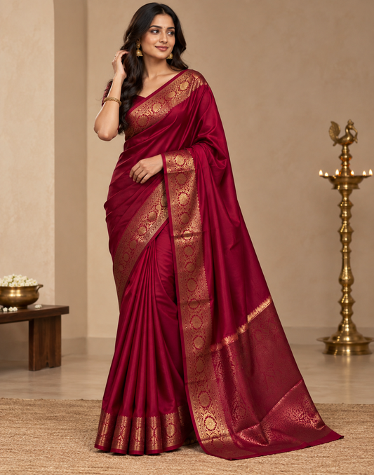 Red Rose Flower Saree