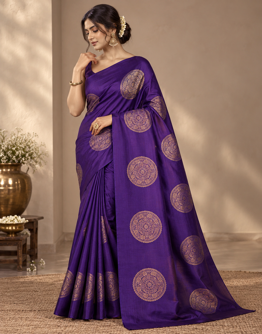 Royal Violet Silk Saree