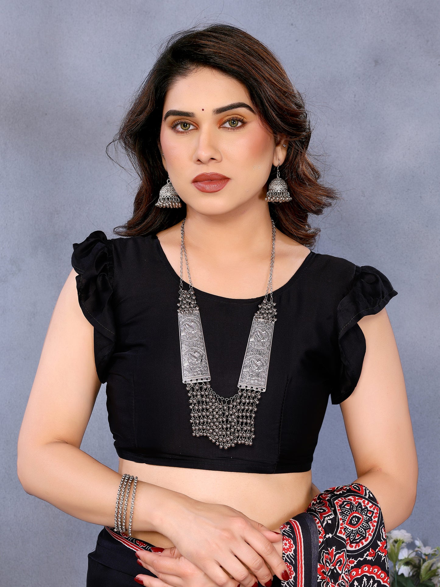 FM-Black Printed Saree