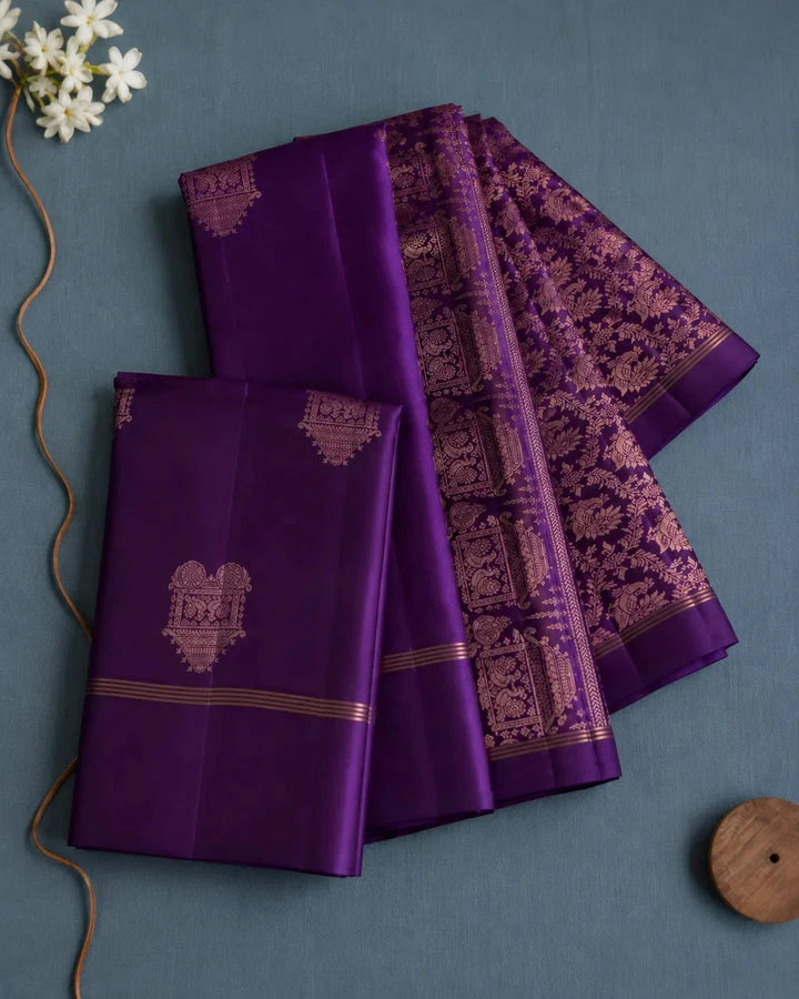Zari Chariot Purple Silk Saree