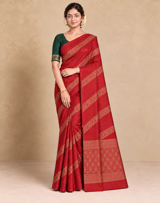 Cherry Banarsi Silk Saree