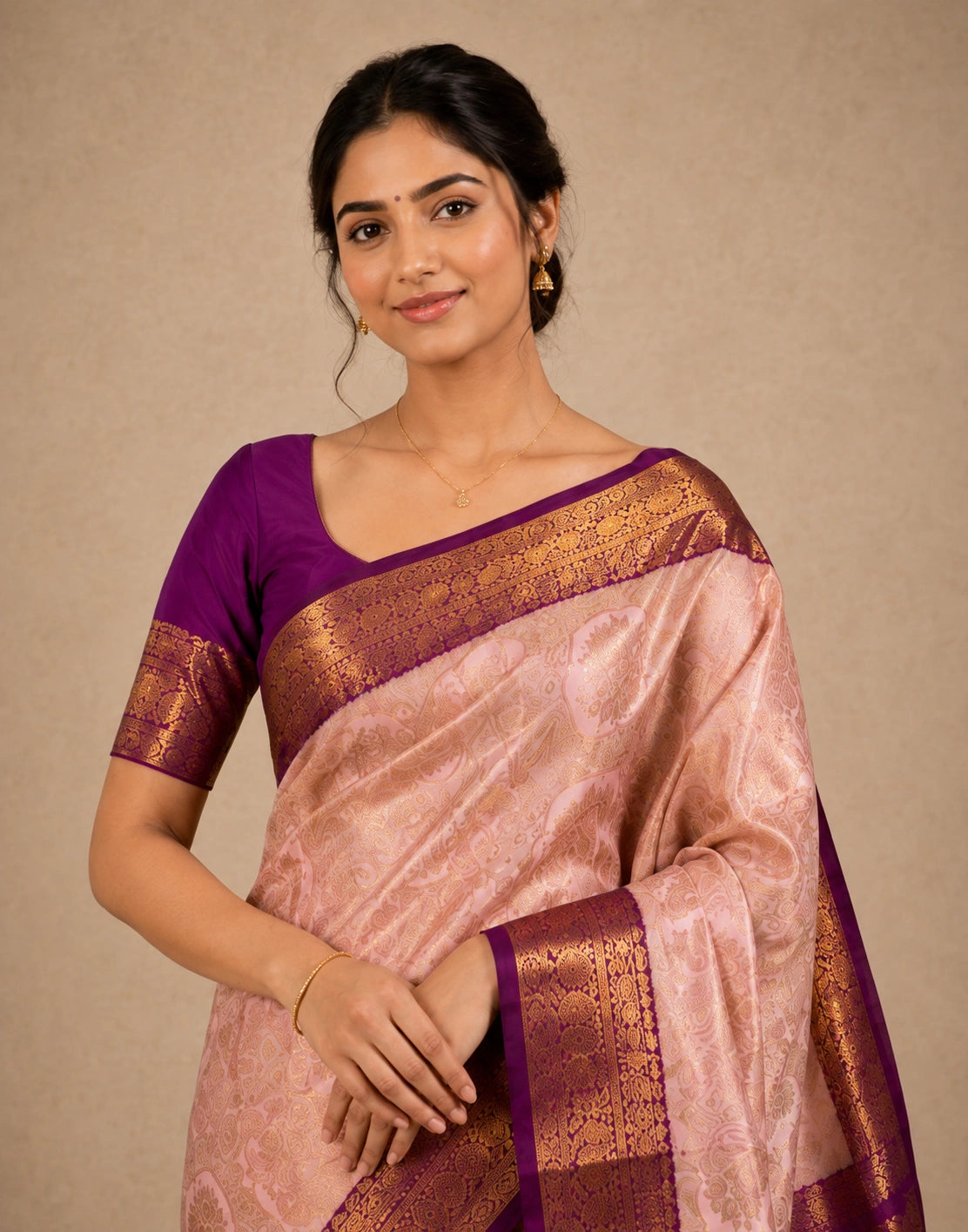 Magenta-Pink Kanjivaram Silk Saree