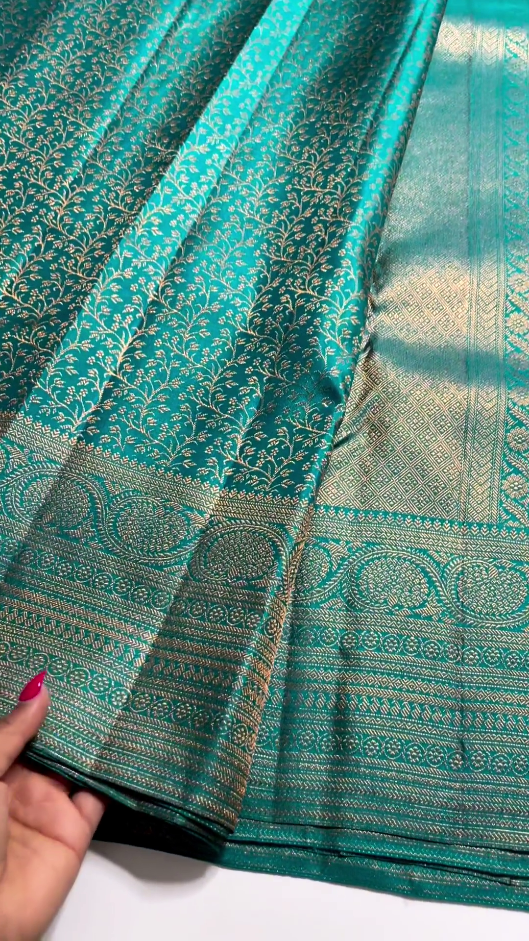 Teal Blue Kanchipuram saree