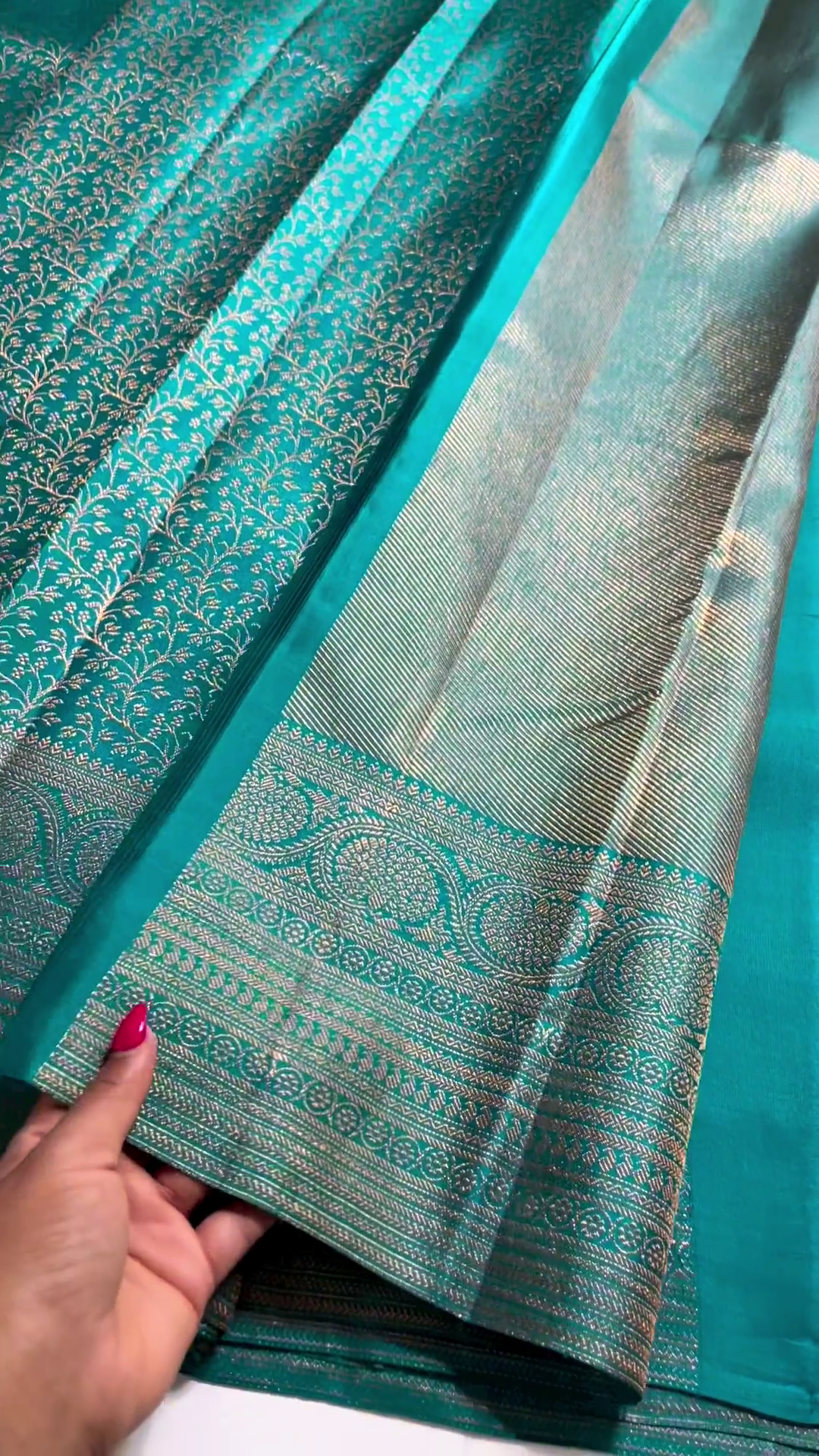 Teal Blue Kanchipuram saree