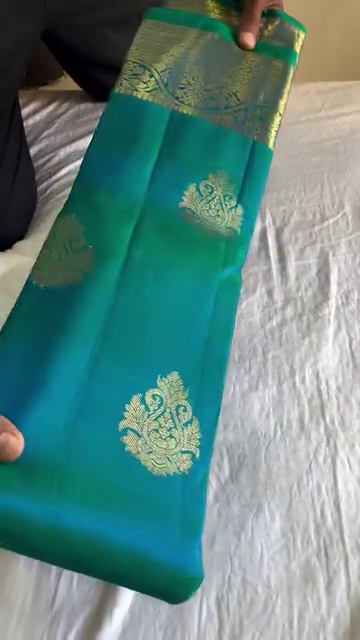 Golden Peacock Teal Saree