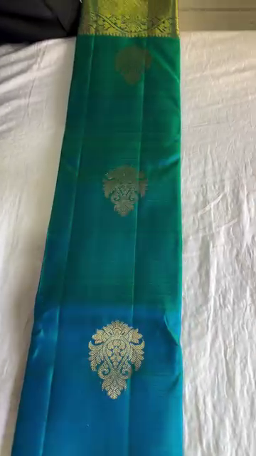 Golden Peacock Teal Saree
