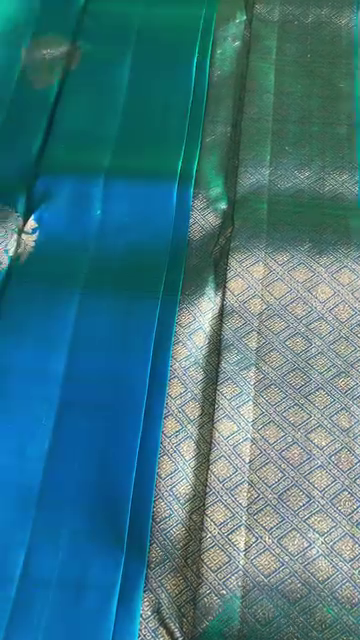 Golden Peacock Teal Saree