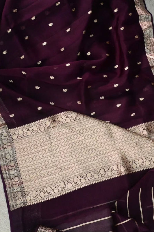 Midnight Bloom Silk Saree