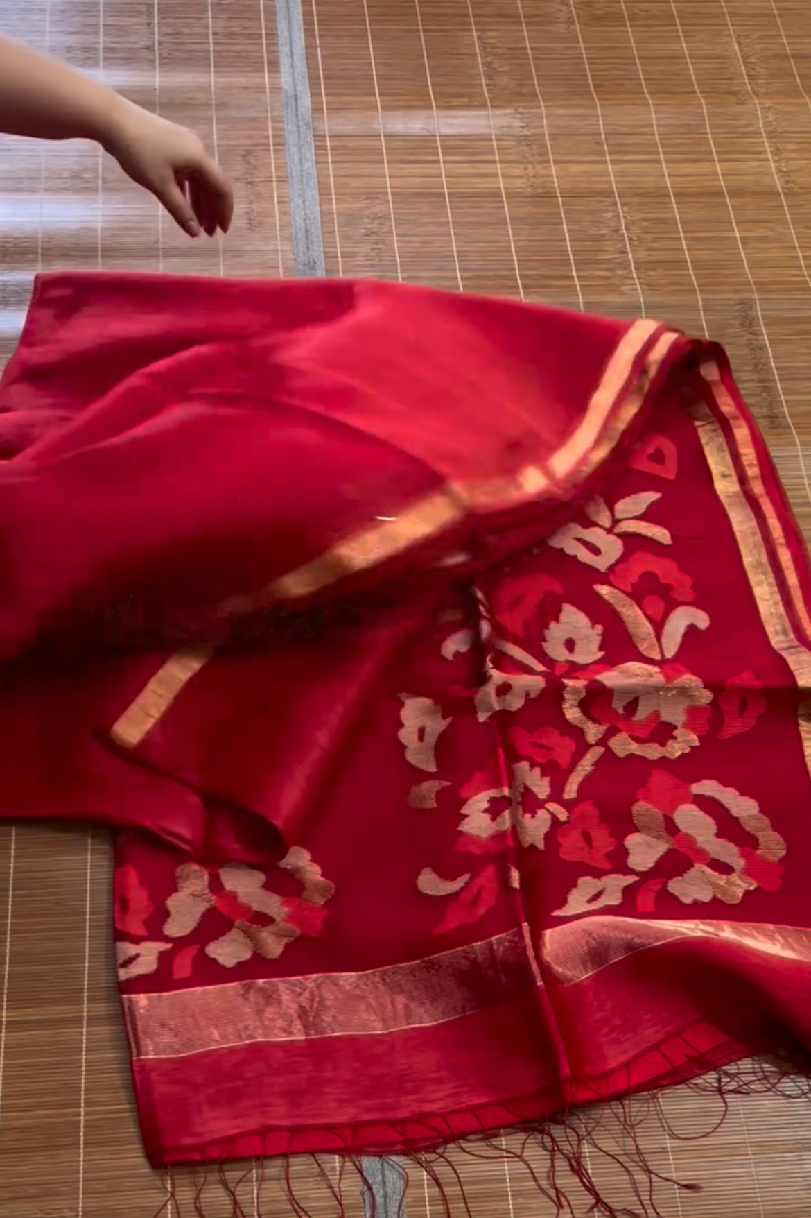 Raga Crimson Jamdani Saree